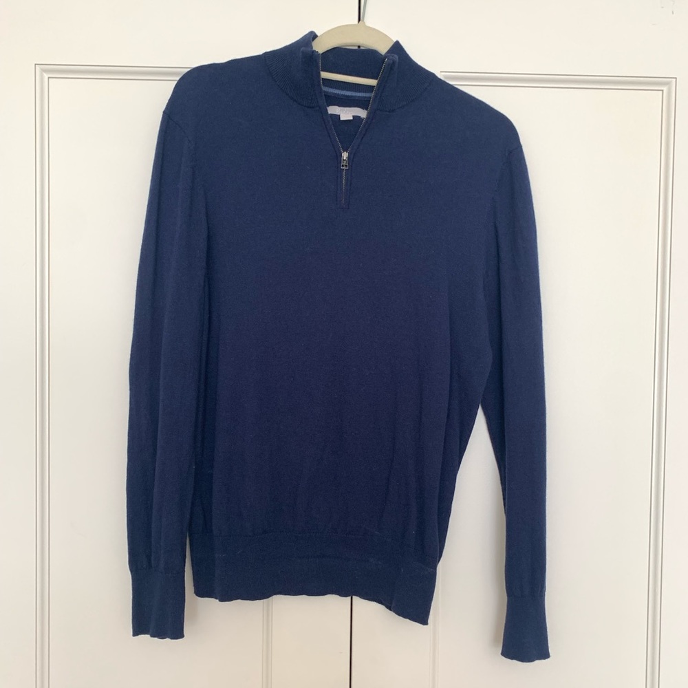 🛍 Boden Navy Wool & Cotton Half Zip Sweater
